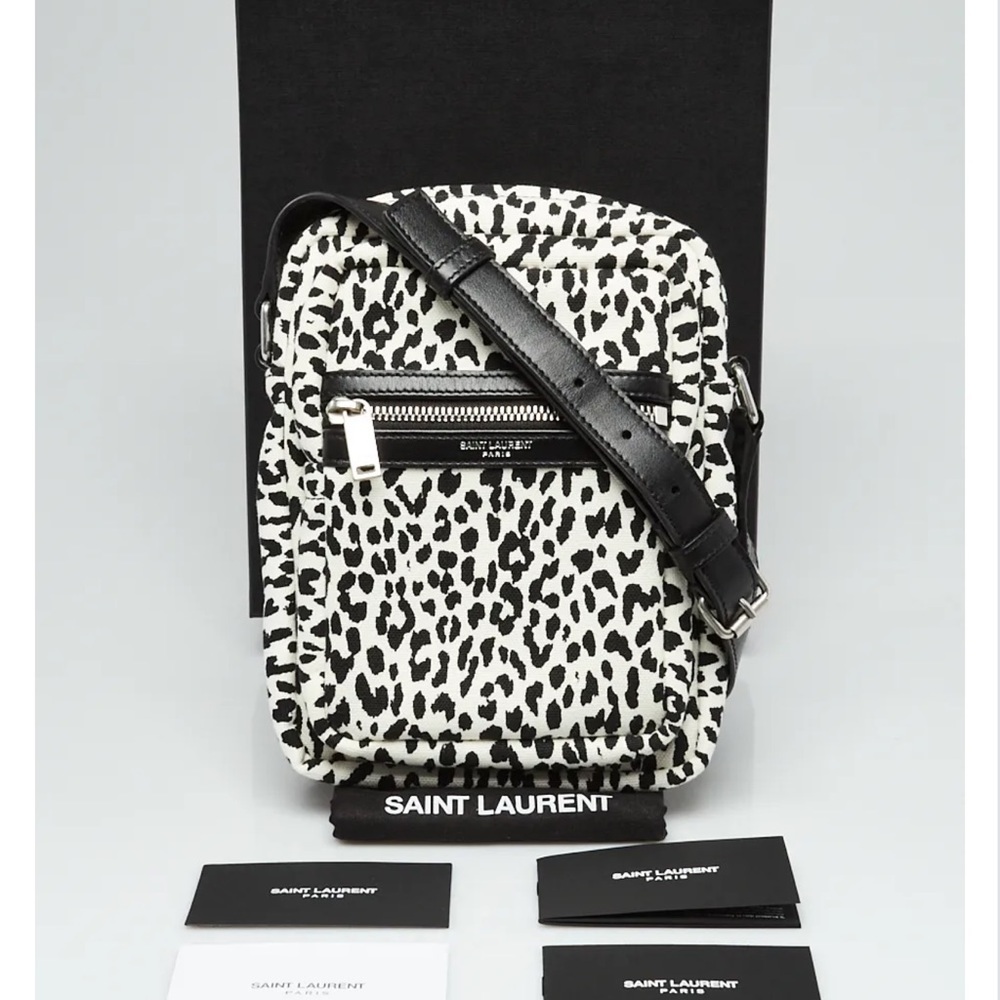 SAINT LAURENT YSL SID TIGER MESSENGER SHOULDER BAG SATCHEL AUTHENTIC - Picture 3 of 11